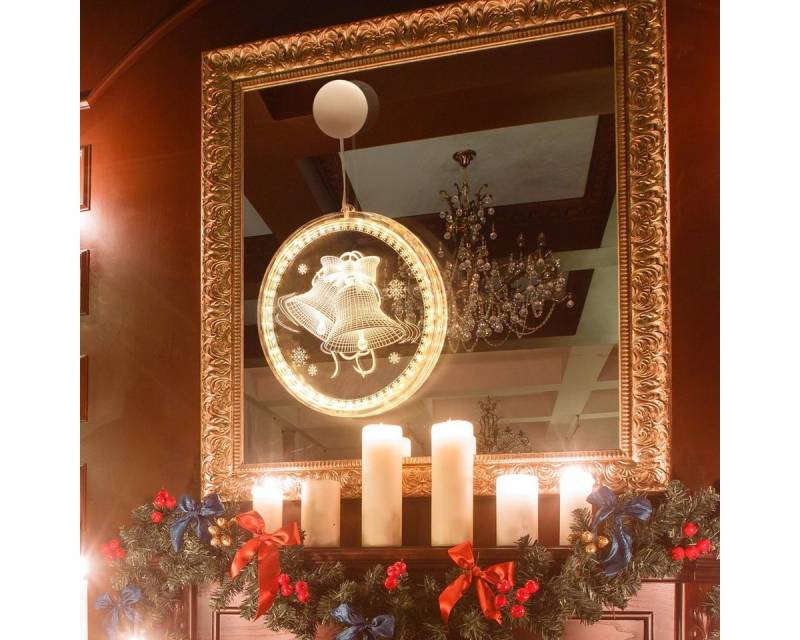 Rosnek Beleuchtetes Fensterbild Weihnachtsthema, 3D-Effekt, hängend/klebend, für Fenster Wand Deko, Batterie, Restaurant Schlafzimmer von Rosnek