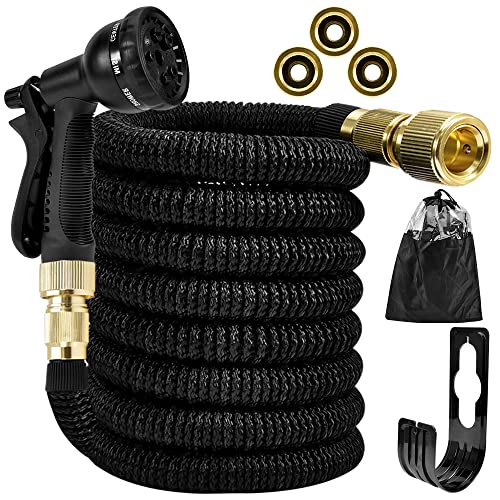 Rosnek Flexibler Gartenschlauch 7.5M,Erweiterbarer Wasserschlauch Flexischlauch 4-Fach Latexkern 8-Funktions-Düse, 3750D Flexibel Garten Flex Schlauch für Gartenarbeit, Autowäsche von Rosnek