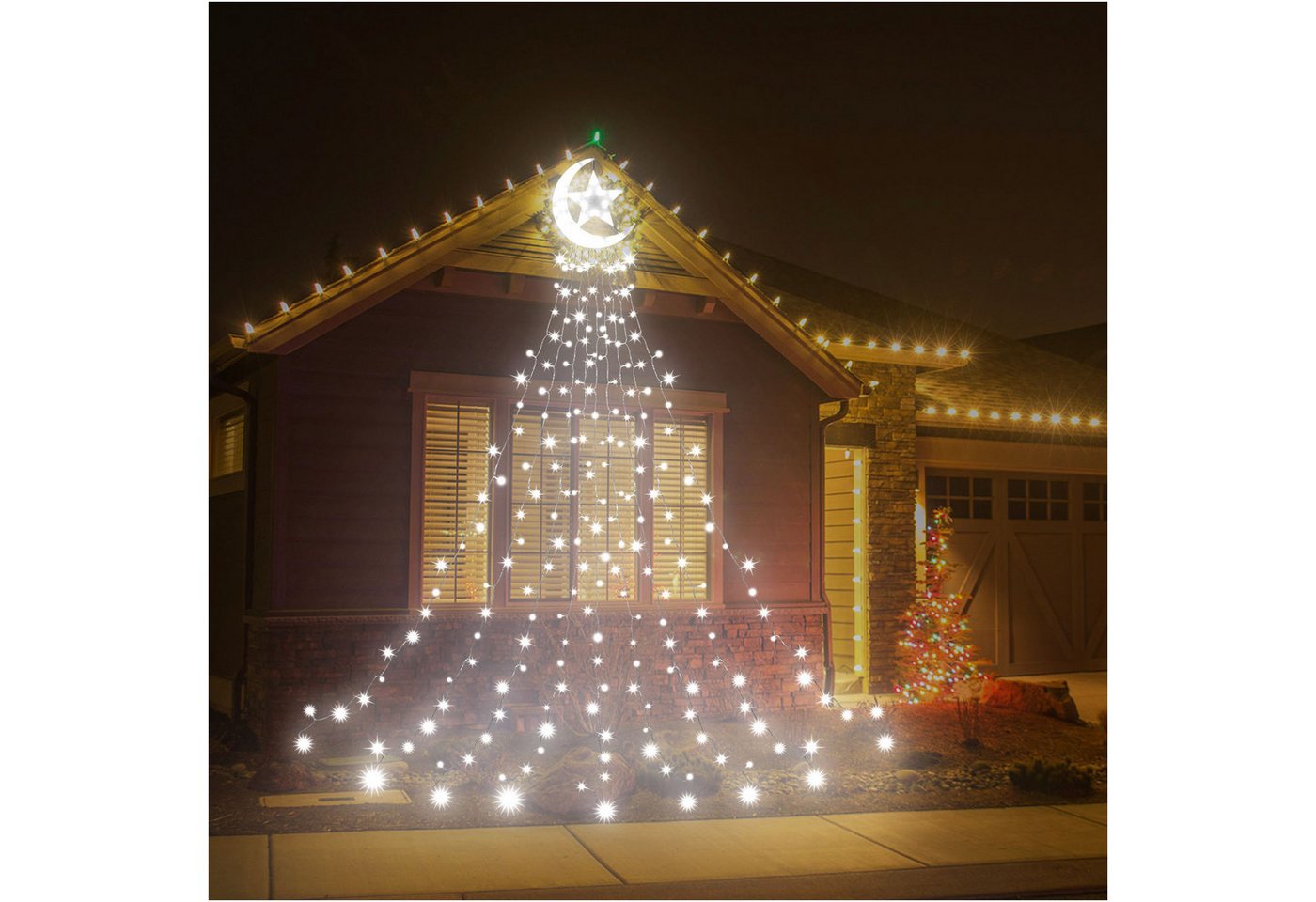 Rosnek LED-Baummantel Stern-Topper, 8 Modi, für Dachgarten Weihnachtsdeko, Weihnachtsbaum Lichter, Timer von Rosnek