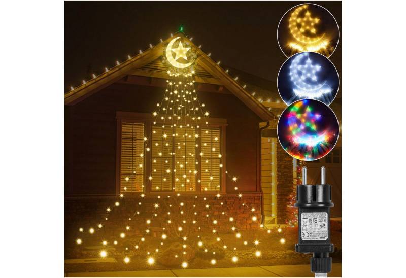 Rosnek LED-Baummantel Stern-Topper, 8 Modi, für Dachgarten Weihnachtsdeko, Weihnachtsbaum Lichter, Timer von Rosnek