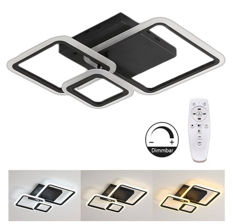 Rosnek LED Deckenleuchte Modern Deckenlampe Dimmbar mit Fernbedienung 3000k-6000k 3 Lichtfarben, 42W Memory Funktion für Wohnzimmer Schlafzimmer Esszimmer, Quadrat von Rosnek