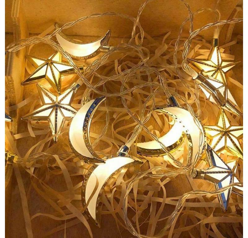 Rosnek LED Dekolicht LED Star Moon String Light, Eid Muslim Islam Festival Party Deko, 10LEDs 1.5m von Rosnek