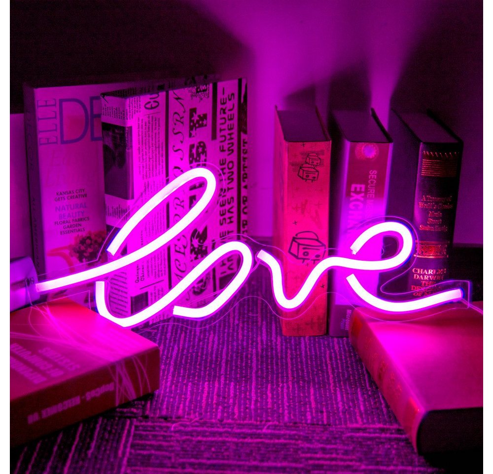 Rosnek LED Dekolicht Neon Lampe,Banane Hello Herz Dream Love,Schlafzimmer Nachtlicht, SMD2835 LED, mit USB transparenter Acrylrückwand von Rosnek