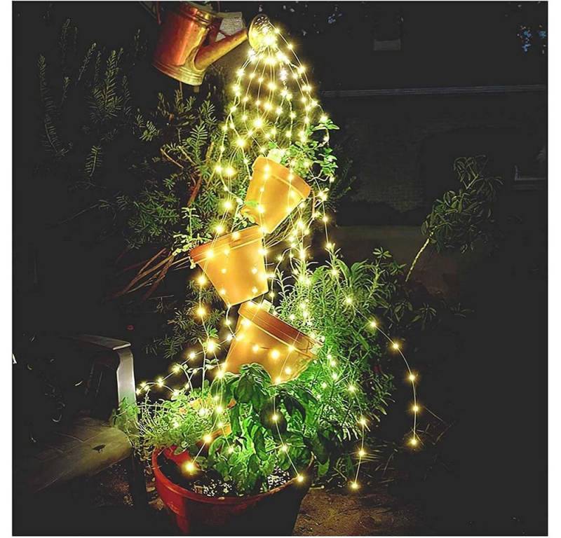 Rosnek LED-Lichterkette 1M, 5 Stränge, wasserdicht, batterie, für Garten Balkone, Weihnachtsdekoration, Kupferdraht von Rosnek