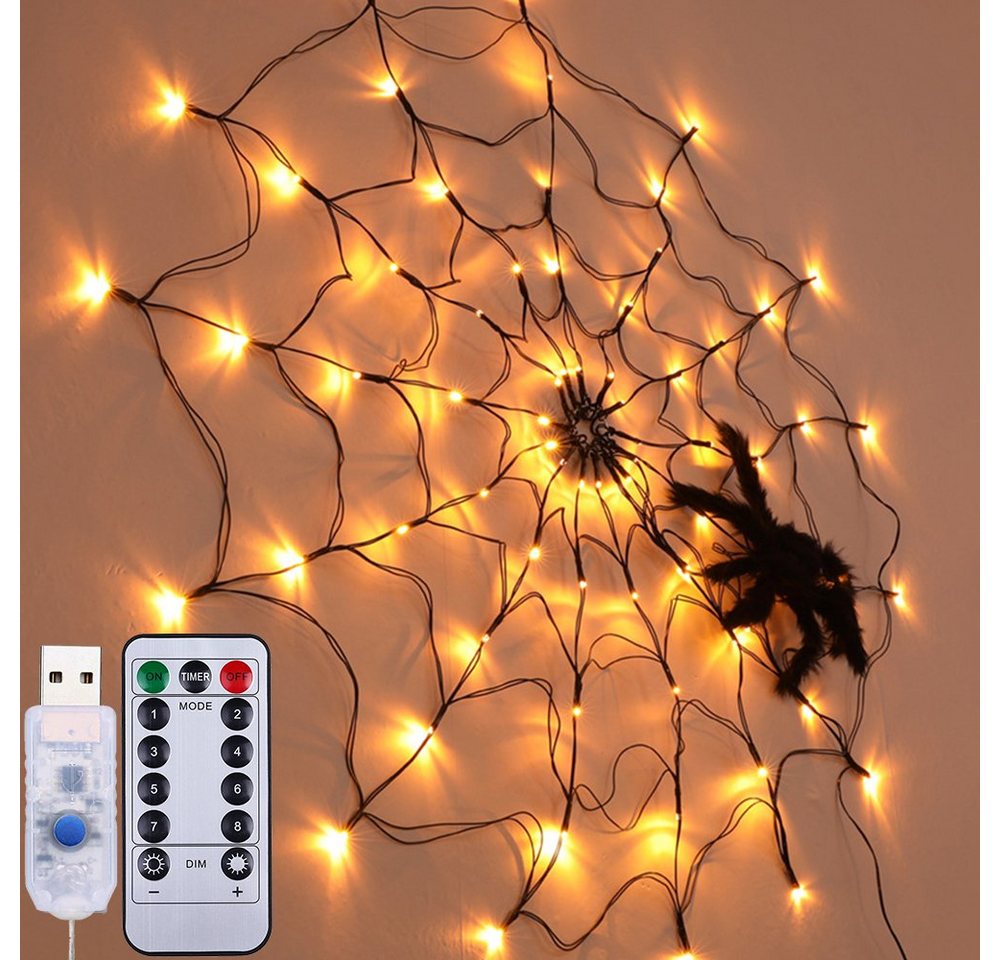 Rosnek LED-Lichterkette 1M Durchmesser, 8 Lichtmodi, für Party Hof Bar Weihnachten Deko, Zeitschaltfunktion, Spinnennetz Licht, Wasserdicht Rosnek LED-Lichterkette 1M Durchmesser, 8 Lichtmodi, für Party Hof Bar Weihnachten Deko, Zeitschaltfunktion, Spinnennetz Licht, Wasserdicht von Rosnek