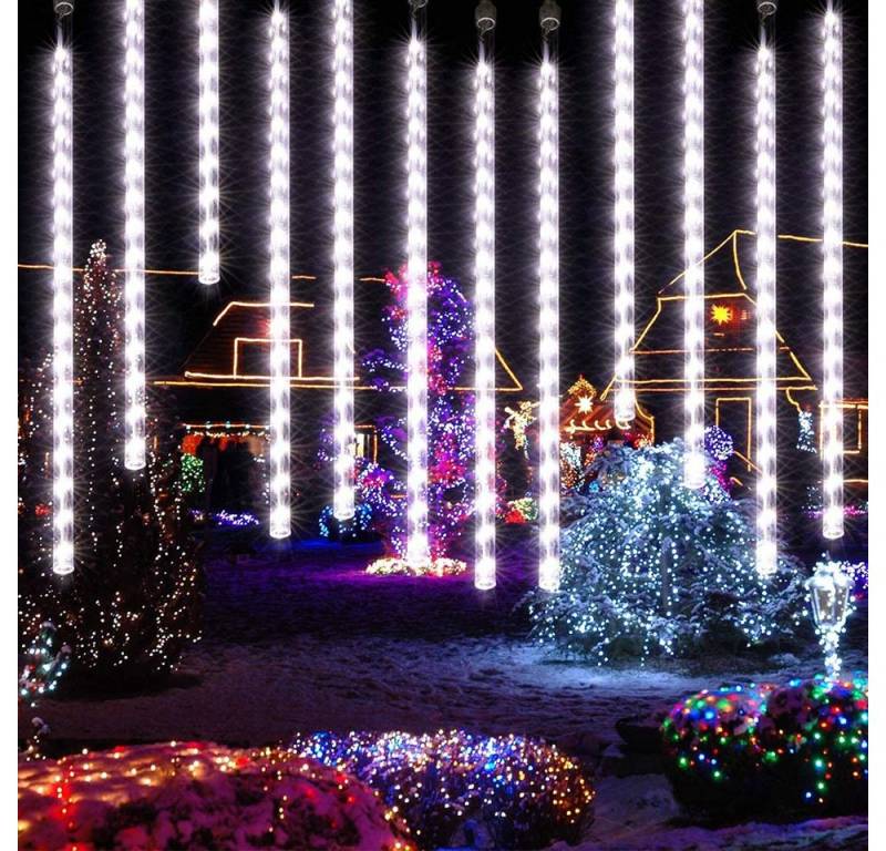 Rosnek LED-Lichterkette 2.4/4M, 30/50CM Schlauch, Anschließbar, für Weihnachten, LED Eiszapfen Lichterkette, Party Garten Bäume Deko von Rosnek