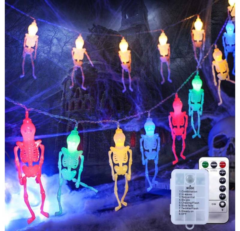 Rosnek LED-Lichterkette 2.5M, Kürbisse/Totenköpfe/Augenkugeln, für Halloween Party Bar Deko, wasserdicht, Batterie von Rosnek