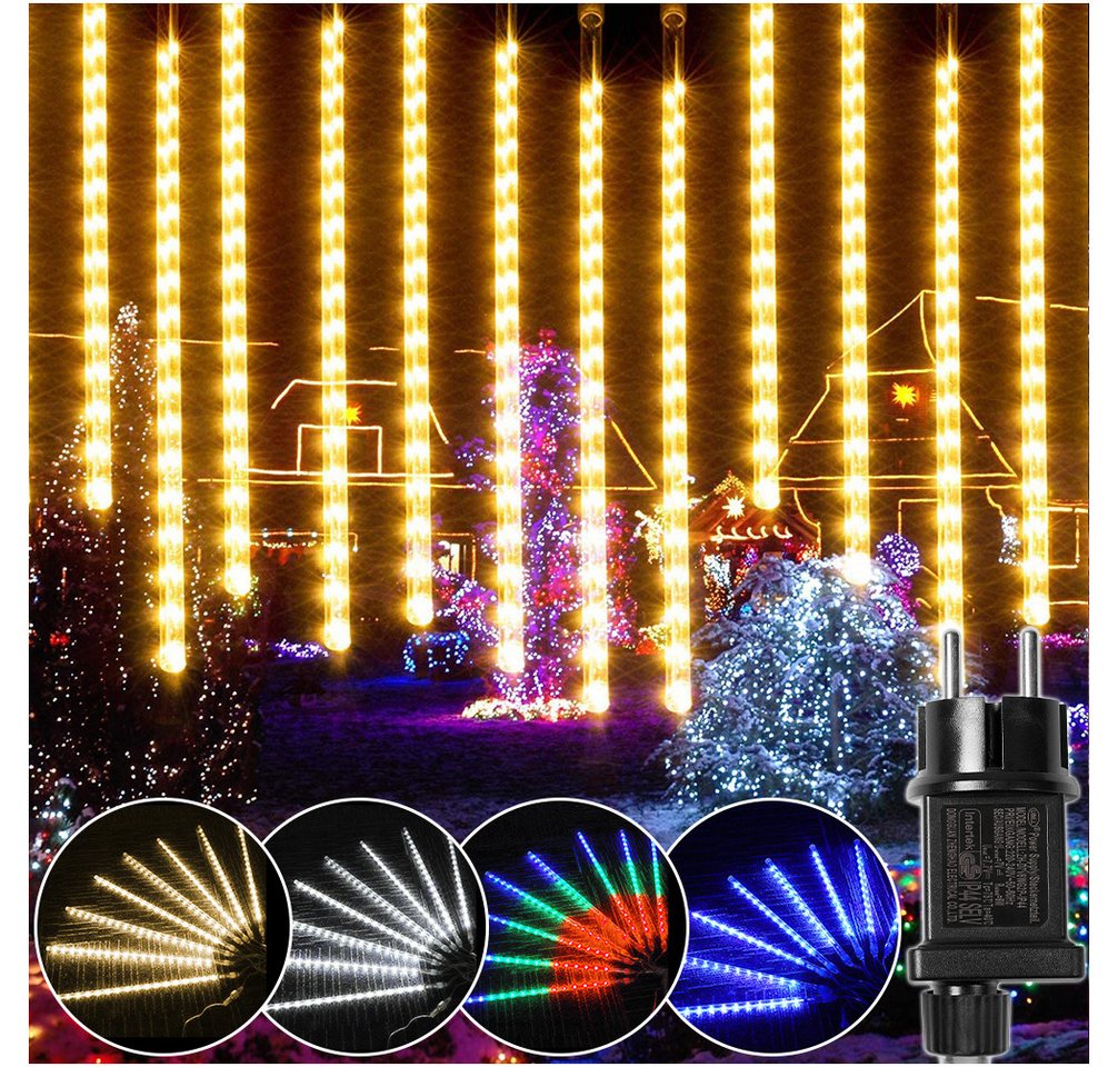 Rosnek LED-Lichterkette 30CM / 50CM LED Eiszapfen Lichterkette,Weihnachtsbeleuchtung Deko, 4 Farben, Warmweiß, Weiß, Mehrfarbig, Blau, 8 Röhren von Rosnek