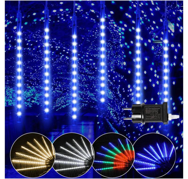 Rosnek LED-Lichterkette 30CM / 50CM LED Eiszapfen Lichterkette,Weihnachtsbeleuchtung Deko, 4 Farben, Warmweiß, Weiß, Mehrfarbig, Blau, 8 Röhren von Rosnek
