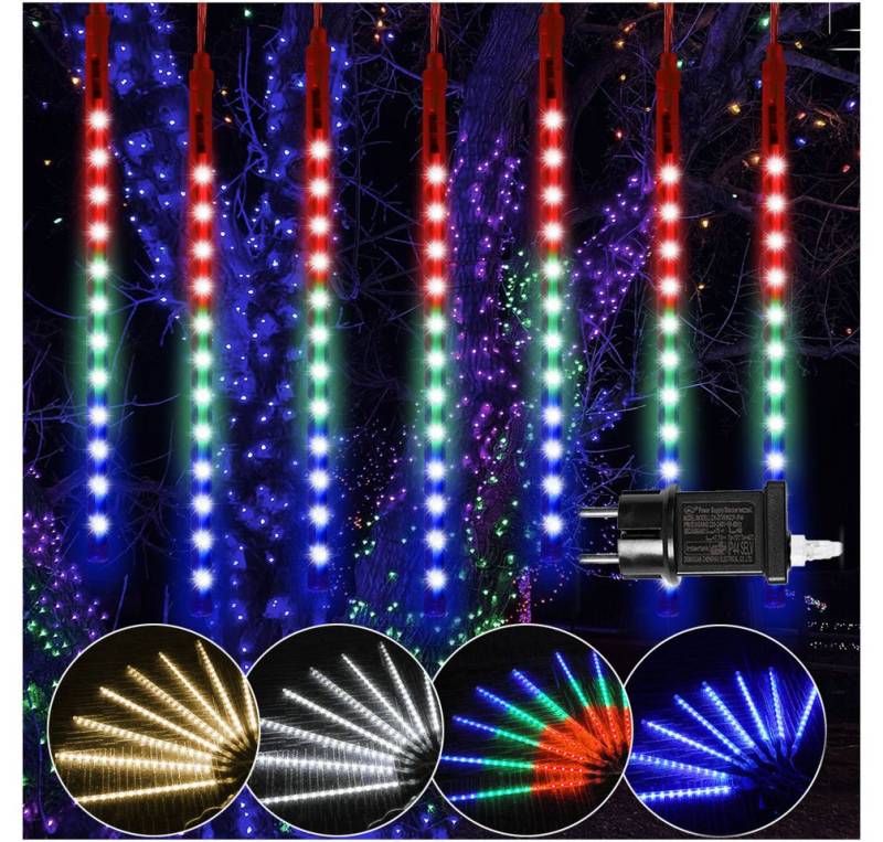 Rosnek LED-Lichterkette 30CM / 50CM LED Eiszapfen Lichterkette,Weihnachtsbeleuchtung Deko, 4 Farben, Warmweiß, Weiß, Mehrfarbig, Blau, 8 Röhren von Rosnek