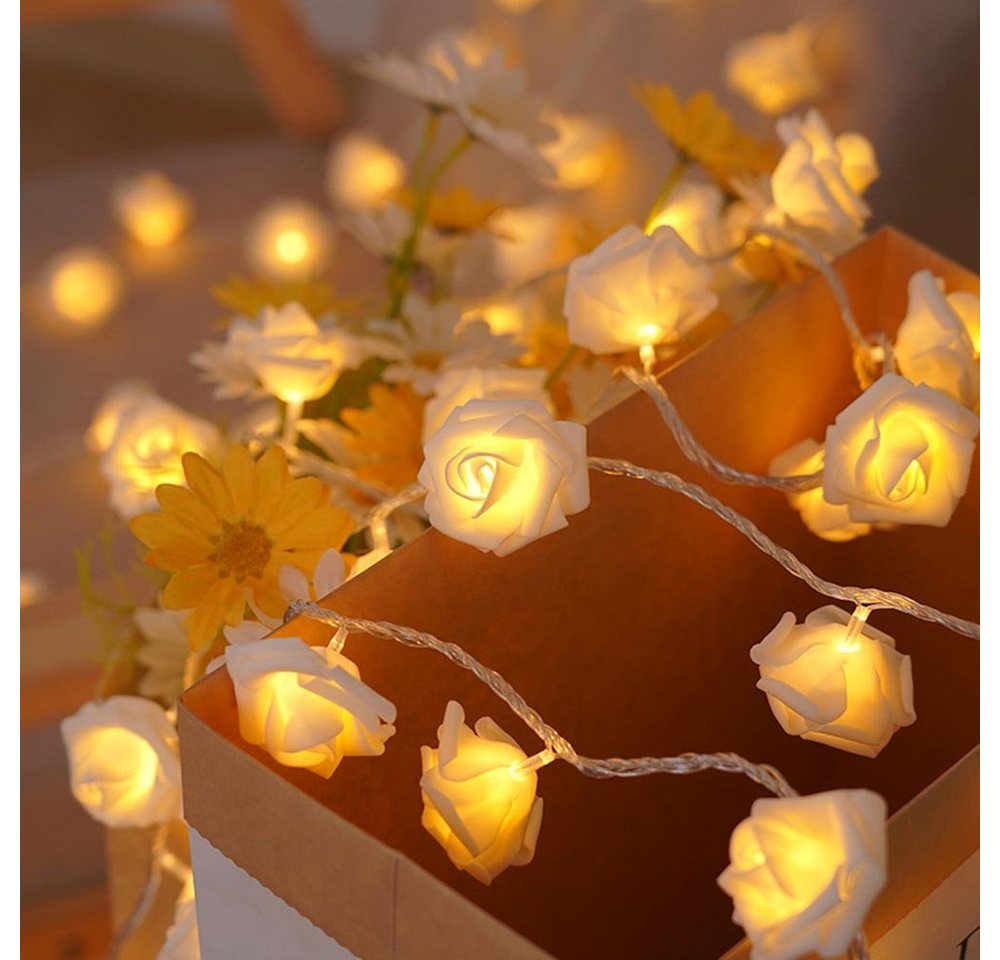 Rosnek LED-Lichterkette 3M, Rose Blume, batteriebetrieben, für Datum Hochzeit Valentinstag, Party Schlafzimmer Deko Rosnek LED-Lichterkette 3M, Rose Blume, batteriebetrieben, für Datum Hochzeit Valentinstag, Party Schlafzimmer Deko von Rosnek