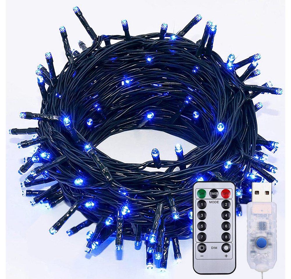 Rosnek LED-Lichterkette 5-10M 50-100 LEDs Vorhang LED Lichterkette Weihnachtsbaum Light, Wasserdicht, 8 Modi,mit Fernbedienung von Rosnek