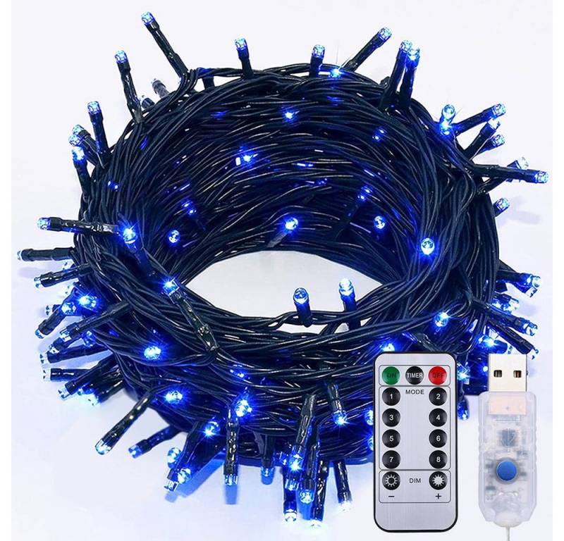 Rosnek LED-Lichterkette 5-10M 50-100 LEDs Vorhang LED Lichterkette Weihnachtsbaum Light, Wasserdicht, 8 Modi,mit Fernbedienung von Rosnek