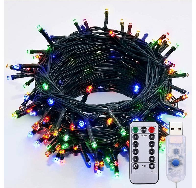 Rosnek LED-Lichterkette 5-10M 50-100 LEDs Vorhang LED Lichterkette Weihnachtsbaum Light, Wasserdicht, 8 Modi,mit Fernbedienung von Rosnek