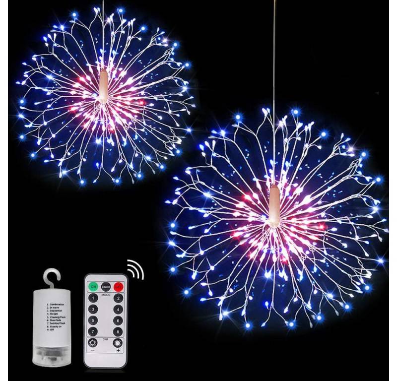 Rosnek LED-Lichterkette Feuerwerk, 198LEDs, Timer, Für Hochzeit Weihnachtsdeko, Fernbedienung, Kupferdraht, Batterie Rosnek LED-Lichterkette Feuerwerk, 198LEDs, Timer, Für Hochzeit Weihnachtsdeko, Fernbedienung, Kupferdraht, Batterie von Rosnek