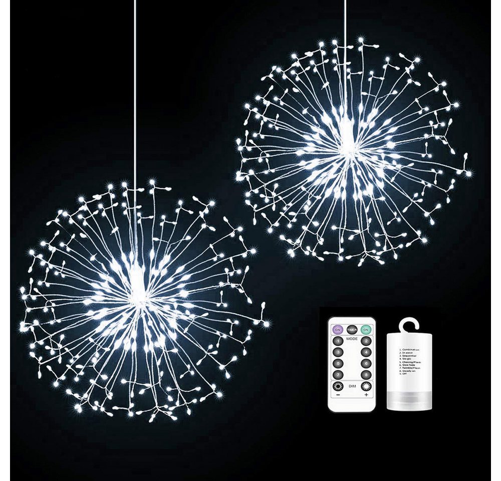 Rosnek LED-Lichterkette Feuerwerk, 198LEDs, Timer, Für Hochzeit Weihnachtsdeko, Fernbedienung, Kupferdraht, Batterie Rosnek LED-Lichterkette Feuerwerk, 198LEDs, Timer, Für Hochzeit Weihnachtsdeko, Fernbedienung, Kupferdraht, Batterie von Rosnek