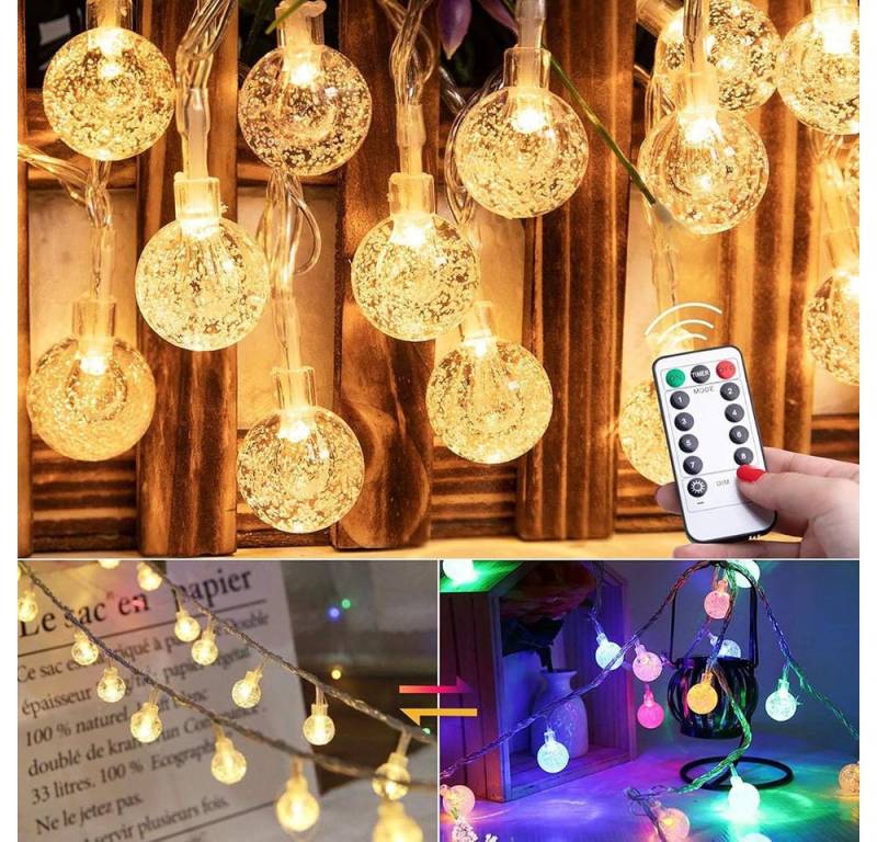 Rosnek LED-Lichterkette LED Kugel Weihnachtsbeleuchtung Lichterkette Dimmbar,Timer/ 8 modi, Farbwechsel LED Kristallkugel Lichterkette für Garten Terrasse Party Rosnek LED-Lichterkette LED Kugel Weihnachtsbeleuchtung Lichterkette Dimmbar,Timer/ 8 modi, Farbwechsel LED Kristallkugel Lichterkette für Garten Terrasse Party von Rosnek