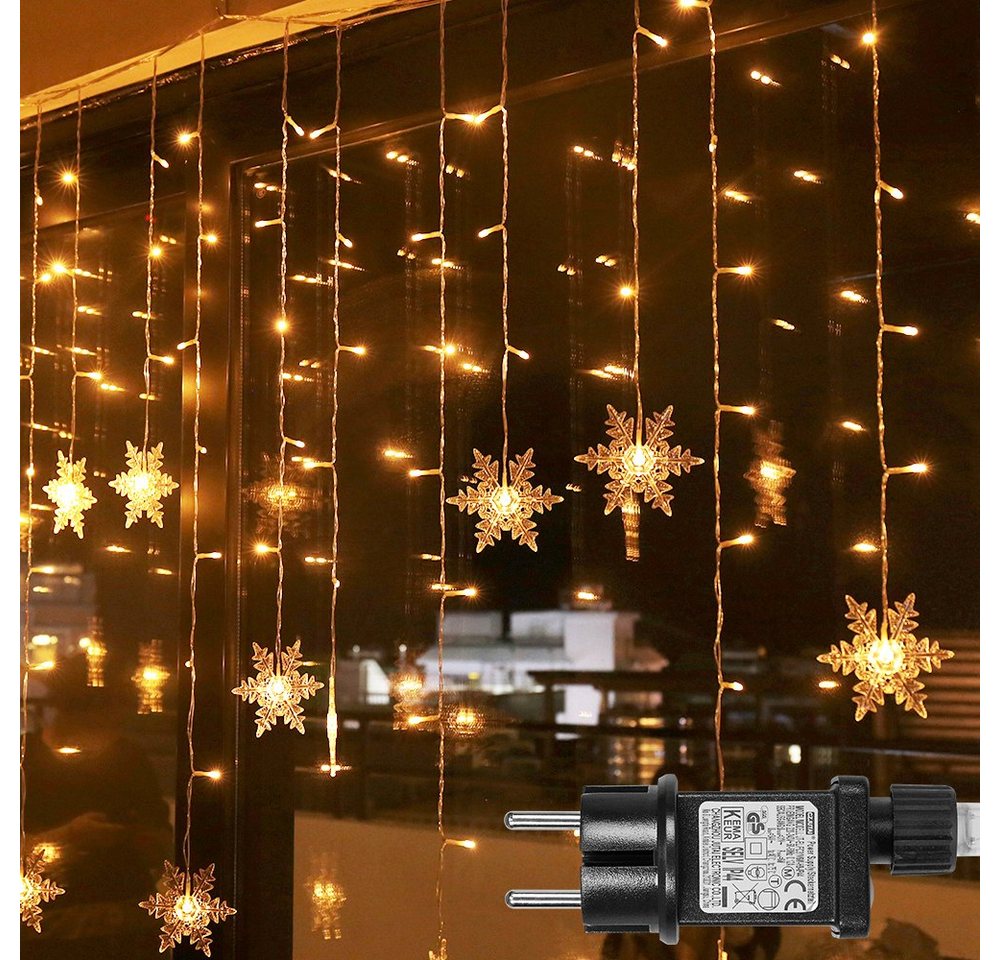 Rosnek LED-Lichterkette LED Lichtervorhang,Schneeflocke Märchen String Vorhang Lichter, 94-flammig, 8 Modi, Speicherfunktionen, Wasserdichte Rosnek LED-Lichterkette LED Lichtervorhang,Schneeflocke Märchen String Vorhang Lichter, 94-flammig, 8 Modi, Speicherfunktionen, Wasserdichte von Rosnek
