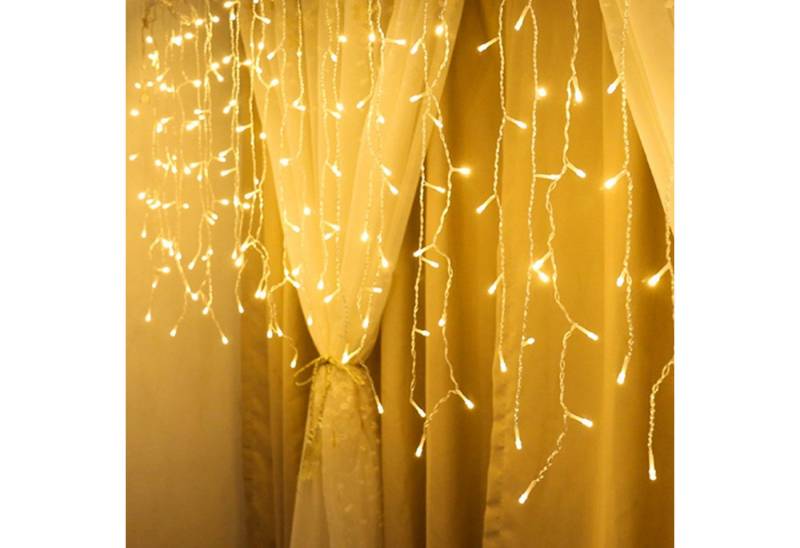 Rosnek LED-Lichtervorhang 3M, 96LEDs,12 Stränge, Wasserdicht, USB, für Wand Fenster Schlafzimmer, Party Deko von Rosnek