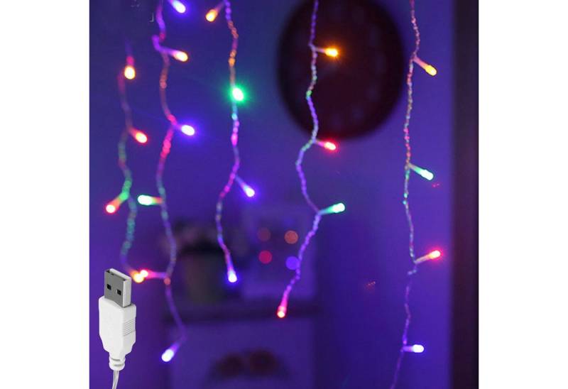 Rosnek LED-Lichtervorhang 3M, 96LEDs,12 Stränge, Wasserdicht, USB, für Wand Fenster Schlafzimmer, Party Deko von Rosnek