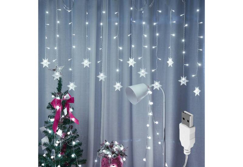 Rosnek LED-Lichtervorhang 3M, 96LEDs,12 Stränge, Wasserdicht, USB, für Wand Fenster Schlafzimmer, Party Deko von Rosnek