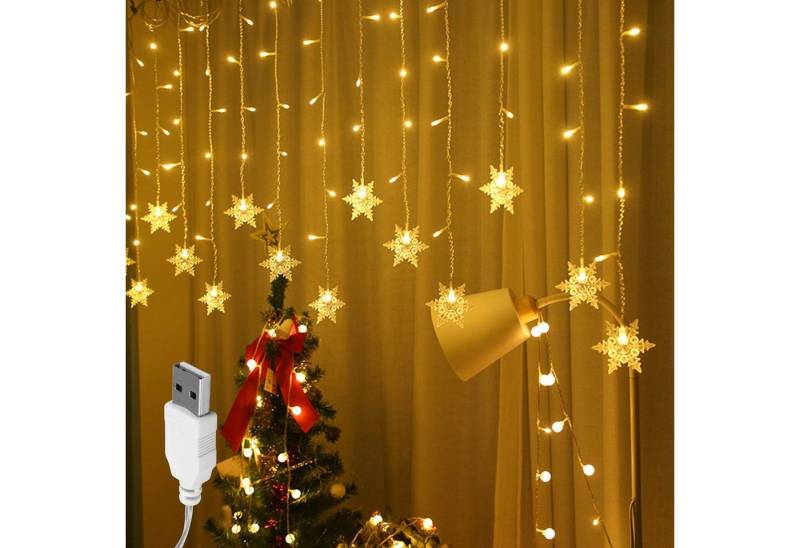 Rosnek LED-Lichtervorhang 3M, 96LEDs,12 Stränge, Wasserdicht, USB, für Wand Fenster Schlafzimmer, Party Deko von Rosnek