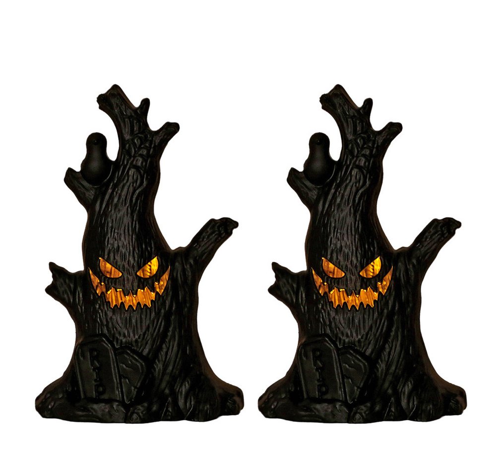 Rosnek LED Nachtlicht Led Halloween Dekoration Geist Baumstumpf Batteriebetrieben LED Kerzen, 2 Stück Stimmungslicht Kerzenlicht Party Warmweiß von Rosnek