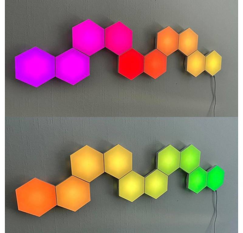 Rosnek LED Nachtlicht Smart, Sechseck, RGB, Musiksyn, für Schlafzimmer Spielzimmer Deko, RGB, App/Fernbedienung von Rosnek