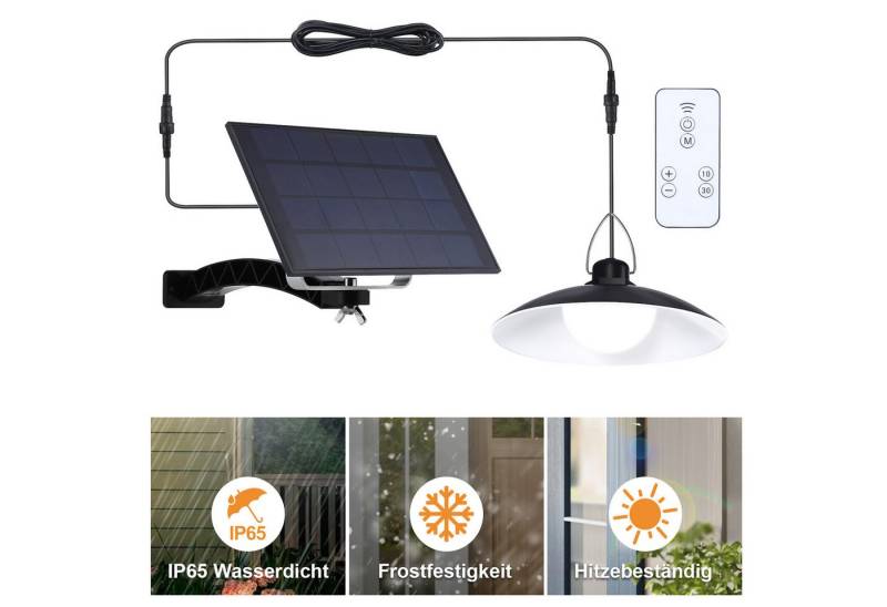 Rosnek LED Solarleuchte für Innen & Außen Hängend, Solar Hängelampe Outdoor mit Fernbedienung, Warmweiß, Kaltweiß, IP65 Wasserdicht, Dimmbare/Timer solarlampe mit 1-4 Lampen, 3M Kabel von Rosnek