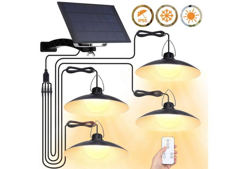 Rosnek LED Solarleuchte für Innen & Außen Hängend, Solar Hängelampe Outdoor mit Fernbedienung, Warmweiß, Kaltweiß, IP65 Wasserdicht, Dimmbare/Timer solarlampe mit 1-4 Lampen, 3M Kabel von Rosnek