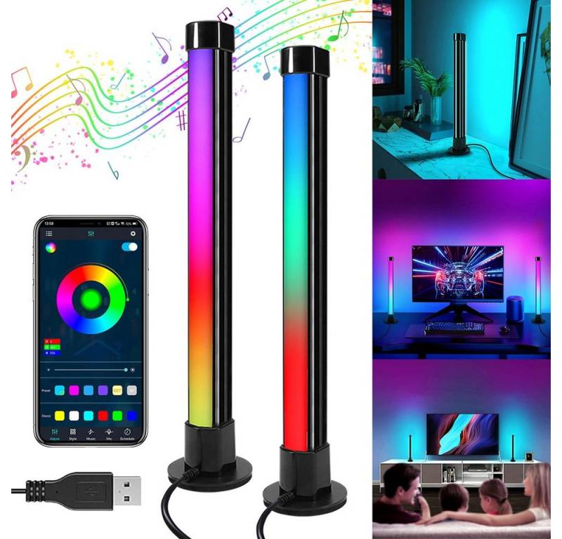 Rosnek LED Stripe RGB, Tonabnehmer-Rhythmus, Batterie, für Auto Desktop Spielzimmerdeko, Sprachgesteuerter , mit Bluetooth, LED-Atmosphären-Lichtleiste von Rosnek