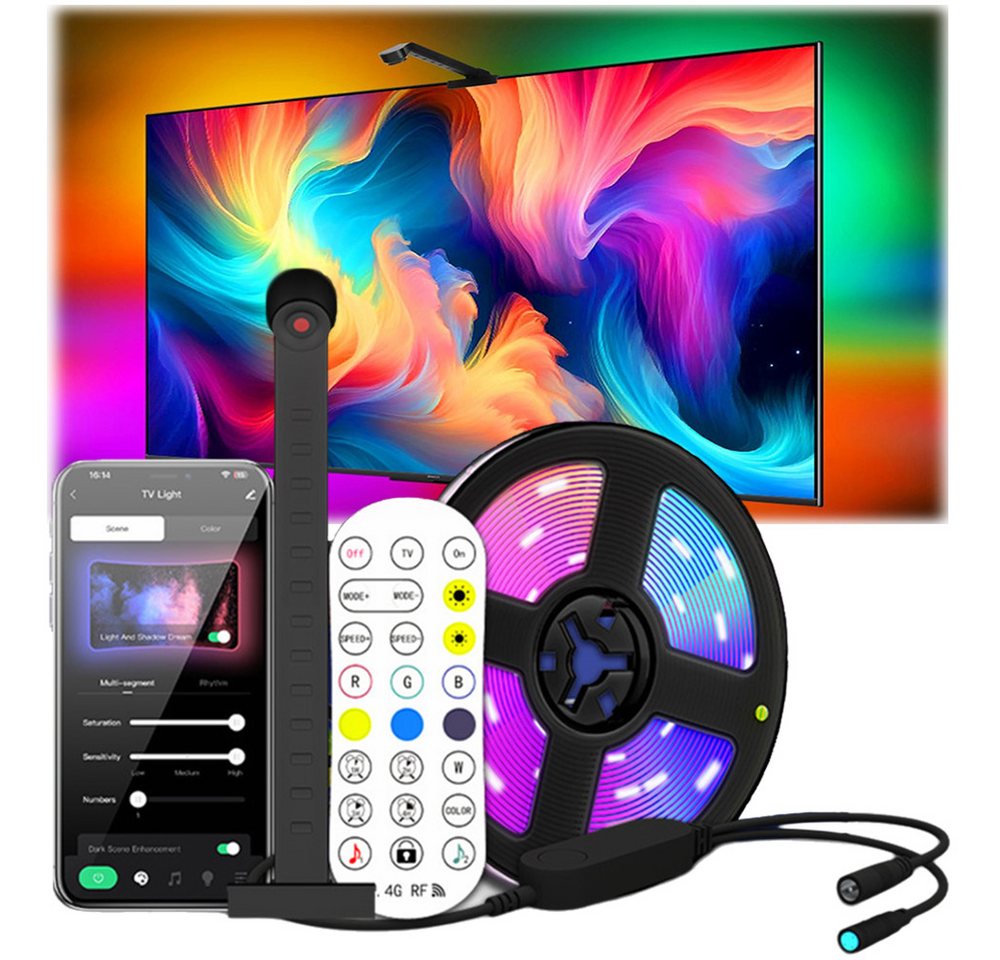 Rosnek LED Stripe TV LED Hintergrundbeleuchtung mit Kamera Smart LED Streifen RGB APP, Sync. with Bildschirm und Musik Szene Modi 5M für 65-75" Fernseher PC Rosnek LED Stripe TV LED Hintergrundbeleuchtung mit Kamera Smart LED Streifen RGB APP, Sync. with Bildschirm und Musik Szene Modi 5M für 65-75" Fernseher PC von Rosnek