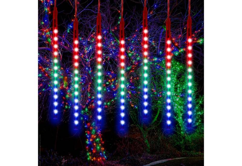 Rosnek Lichterkette Regen Lichterkette, 30/50CM, Schneefall Lichter für Hochzeit, 4 Farben, Warmweiß, Weiß, Mehrfarbig, Blau, 8 Röhren von Rosnek