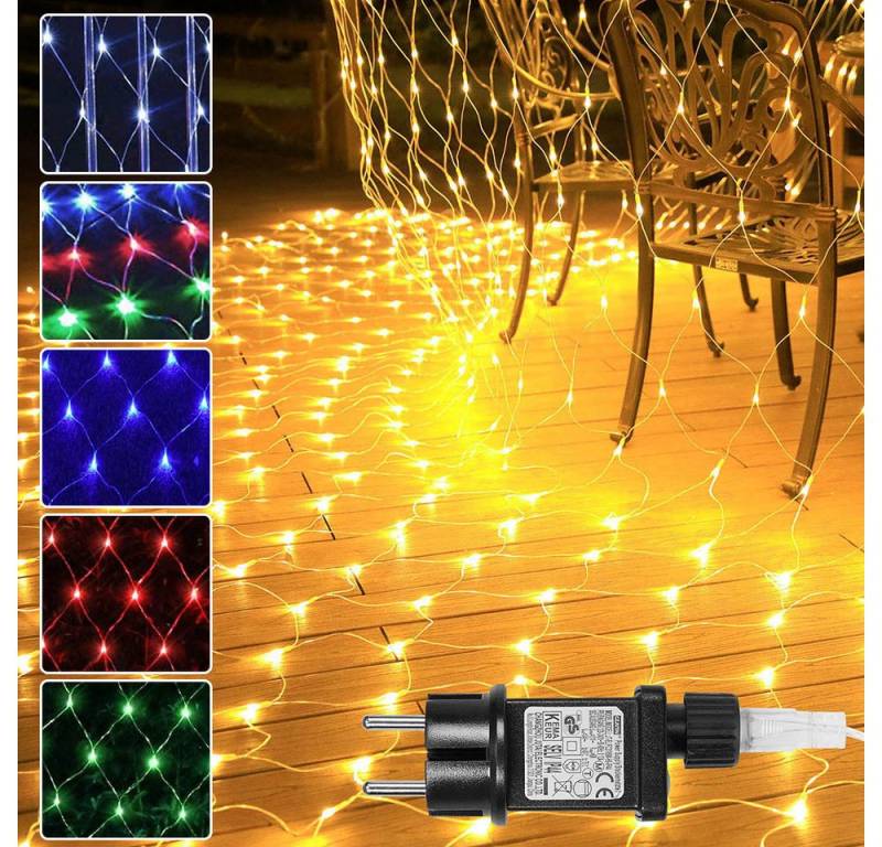 Rosnek Lichternetz Lichtervorhang mit Stecker, 8 Modi,Timer Speicherfunktion, 31V DC, für Büsche Garten Weihnachtsbaum Zimmer Balkon von Rosnek