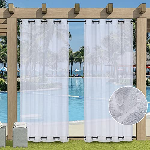 Rosnek Outdoor Vorhang Wetterfest Transparent Winddicht mit Obere und Untere Ösen,B132xH213cm Wasserdicht Outdoorvorhänge Außenvorhang für Balkon Terrasse Garten Pergola Pavillon Sichtschutz,2 Panel von Rosnek