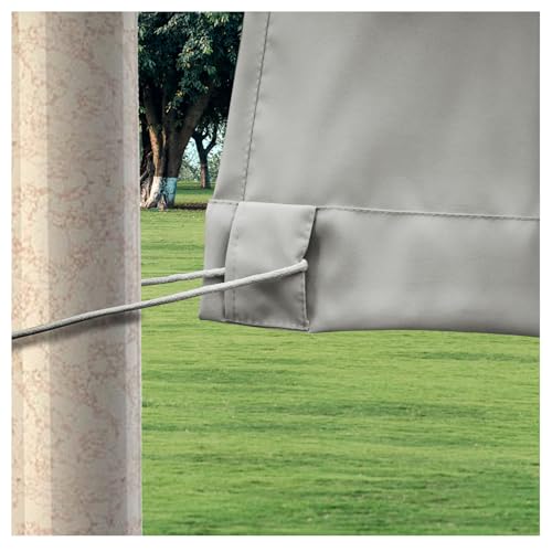 Rosnek Outdoor Vorhang Wetterfest Unten Gewichtet,Outdoorvorhänge mit Ösen 213x132cm Outdoor Vorhänge Wasserdicht Außenvorhang,Winddicht Balkon Gardinen für Terrasse,Pergola,Pavillon,1 Stück,Hellgrau von Rosnek