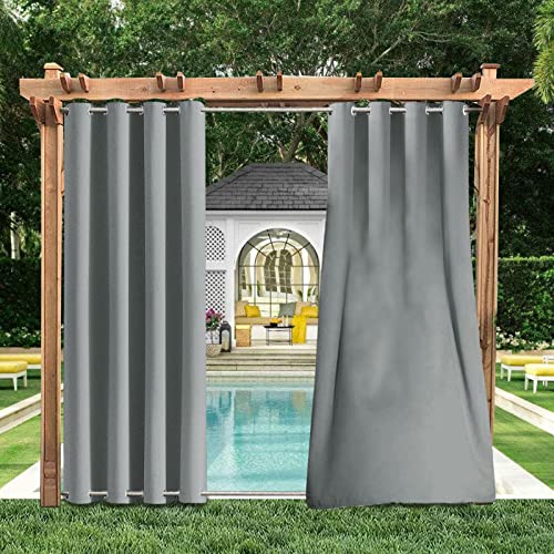 Rosnek Outdoor Vorhang Wetterfest Winddicht mit Obere und Untere Ösen,2 Stück Outdoorvorhänge 213x132cm Outdoor Vorhänge Wasserdicht Außenvorhang,Balkon Gardinen für Terrasse,Pergola,Pavillon von Rosnek