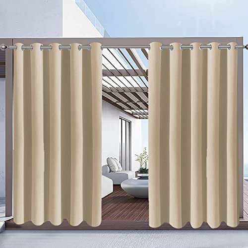 Rosnek Outdoor Vorhang Wetterfest mit Ösen,Outdoorvorhänge B 180×H 213cm Outdoor Vorhänge Wasserdicht Außenvorhang,Winddicht Balkon Gardinen für Terrasse,Pergola,Pavillon,1 Stück,Obere Ösen von Rosnek