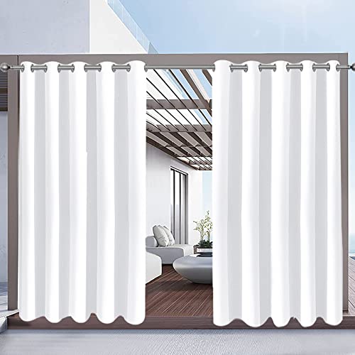 Rosnek Outdoor Vorhang Wetterfest mit Ösen,Outdoorvorhänge B 180xH 243cm Outdoor Vorhänge Wasserdicht Außenvorhang,Winddicht Balkon Gardinen für Terrasse,Pergola,Pavillon,1 Stück,Obere Ösen von Rosnek