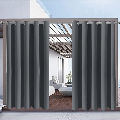 Rosnek Outdoor Vorhang Wetterfest mit Ösen,Outdoorvorhänge B 180×H 274 cm Outdoor Vorhänge Wasserdicht Außenvorhang,Winddicht Balkon Gardinen für Terrasse,Pergola,Pavillon,1 Stück,Obere Ösen von Rosnek