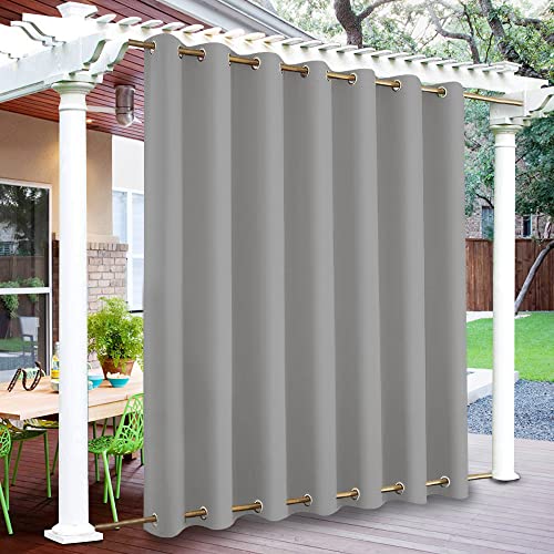 Rosnek Outdoor Vorhang Wetterfest mit Ösen,Outdoorvorhänge B 254× H 213 cm Outdoor Vorhänge Wasserdicht Außenvorhang,Winddicht Balkon Gardinen für Terrasse,Pergola,Pavillon,1 Stück,Obere Ösen von Rosnek