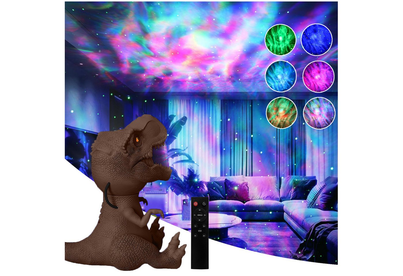Rosnek Projektionslampe Sternenhimmel Projektor Dimmbar, Dinosaurier Nachlicht Nebel-Stern, Geschwindigkeit Einstellbar Drehbar Timer Deko Stimmungslicht Braun Rosnek Projektionslampe Sternenhimmel Projektor Dimmbar, Dinosaurier Nachlicht Nebel-Stern, Geschwindigkeit Einstellbar Drehbar Timer Deko Stimmungslicht Braun von Rosnek