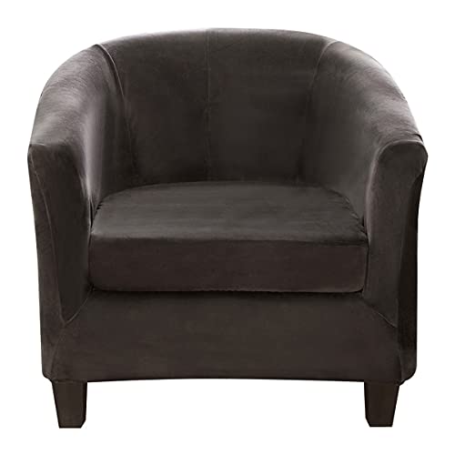 Rosnek Samt Sesselbezug Stretch Sesselhusse,2-Separate-Teile Clubsessel Sessel Bezug für Eine Einfache Reinigung,Cocktailsessel Armchair Sesselhussen mit Armlehne Hussen für Sessel von Rosnek