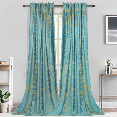 Rosnek Samt Vorhang Blickdicht 2er Set,H274xB132CM Gardinen Kräuselband mit Heißprägen Muster,Thermogardine Verdunklungsgardine mit Multifunktionsband,Mint Rosnek Samt Vorhang Blickdicht 2er Set,H274xB132CM Gardinen Kräuselband mit Heißprägen Muster,Thermogardine Verdunklungsgardine mit Multifunktionsband,Mint von Rosnek