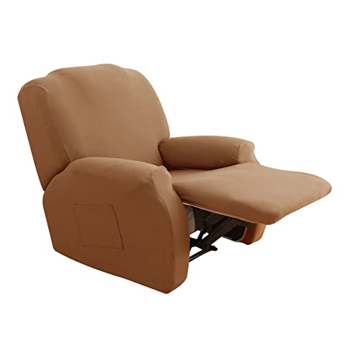 Rosnek Sesselschoner für Relaxsessel 4-Teilig Alleine Waschen mit Seitentasche,Fernsehsessel Bezug Separat Gereinigt Stretch Husse Relaxsessel Sesselbezug Stretch,Elasthan von Rosnek