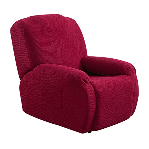 Rosnek Sesselschoner für Relaxsessel 4-Teilig Alleine Waschen mit Seitentasche,Fernsehsessel Bezug Separat Gereinigt Stretch Husse Relaxsessel Sesselbezug Stretch,Stricken von Rosnek