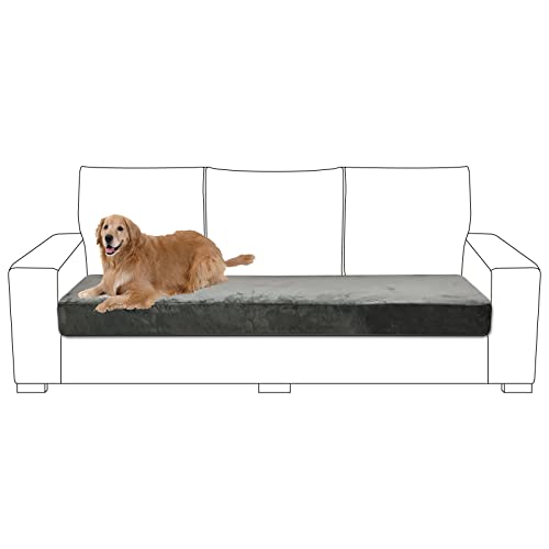 Rosnek Sofa Sitzkissenbezug Sofabezug 3 Sitzer, Samt Sofahusse 3 Sitzer Stretch Couchbezug,Sofa Cover Couch überzug für Sofa überzug L Form,Chaiselongue,Ecksofa,1 Stück,Dunkelgrau von Rosnek