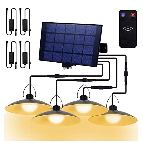 Rosnek Solarlampen für Außen,4-Kopfs Wasserdicht Solar Lampe Outdoor mit 3M Kabel,Solarleuchten LED Solar Hängelampe für Außen,Balkon,Garten,Terrasse,Garage,Pavillon von Rosnek