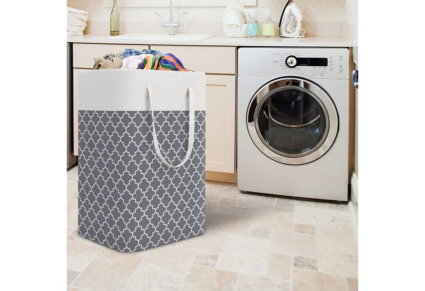 Rosnek Wäschekorb 75L, zusammenklappbar, für Waschküche Badezimmer Schlafzimmer (4 St), mit Griff von Rosnek