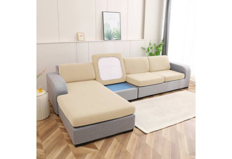 Rosnek Sofahusse Jacquard, wasserdicht, Stretch, mit Karos, für ein L-Sofa von Rosnek
